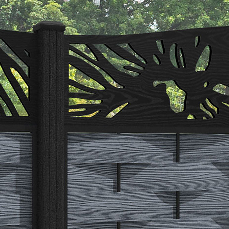 Ripple Poppy Curved Top Fence Panel - Anthracite - with our composite posts