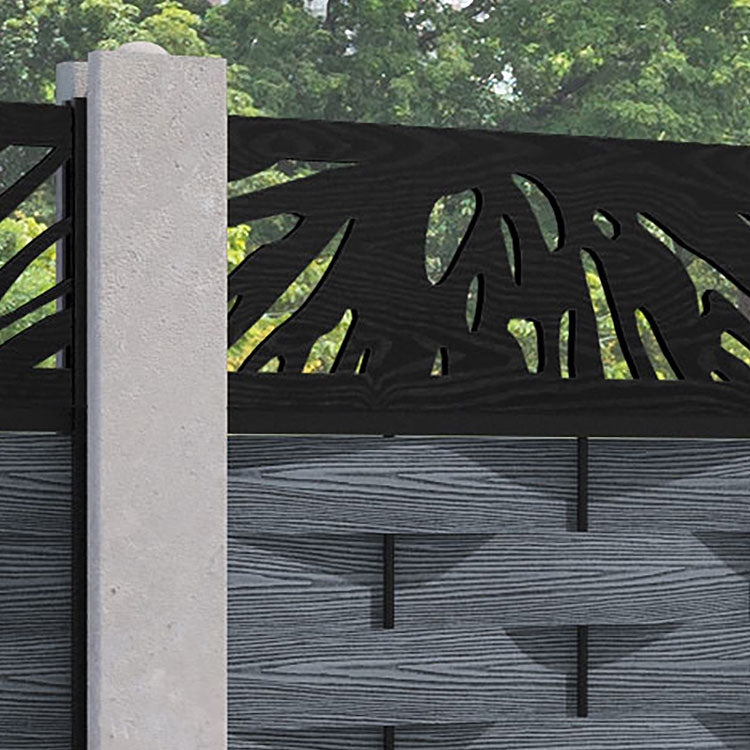 Ripple Poppy Fence Panel - Anthracite - for existing concrete posts