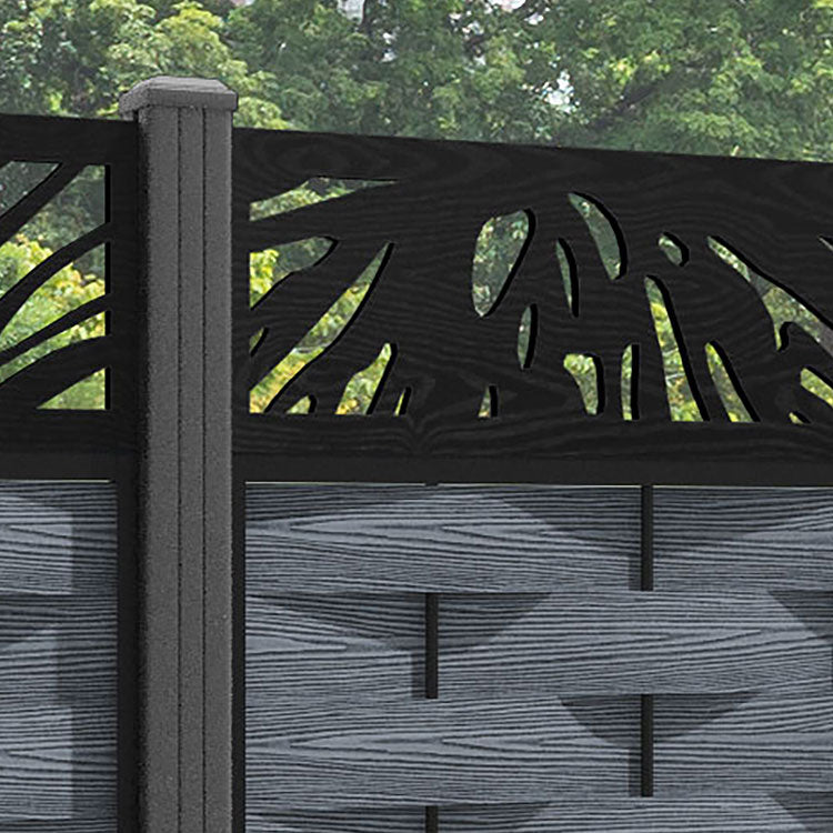 Ripple Poppy Fence Panel - Anthracite - with our aluminium posts