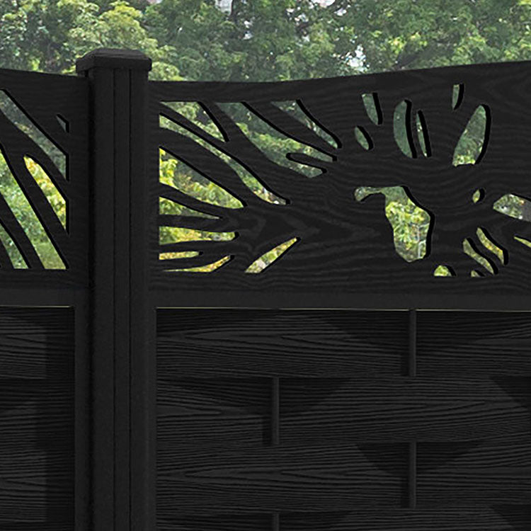 Ripple Poppy Curved Top Fence Panel - Black - with our aluminium posts