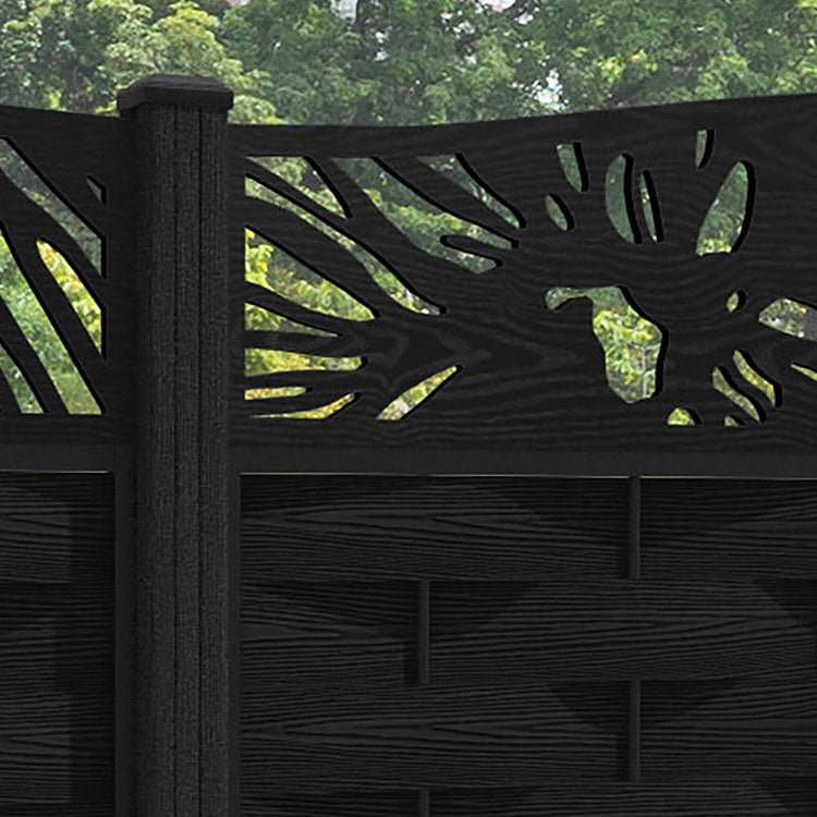 Ripple Poppy Curved Top Fence Panel - Black - with our composite posts
