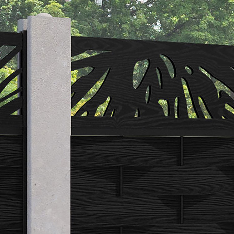 Ripple Poppy Fence Panel - Black - for existing concrete posts