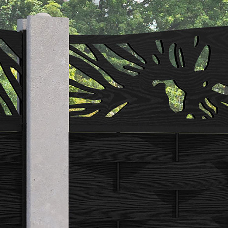 Ripple Poppy Curved Top Fence Panel - Black - for existing concrete posts