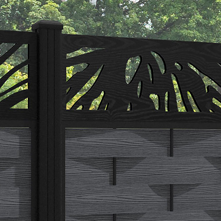 Ripple Poppy Fence Panel - Dark Grey - with our aluminium posts
