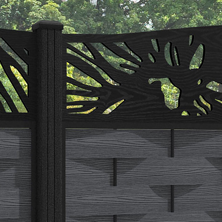 Ripple Poppy Curved Top Fence Panel - Dark Grey - with our composite posts