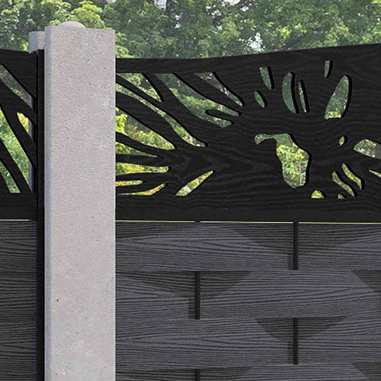 Ripple Poppy Curved Top Fence Panel - Dark Grey - for existing concrete posts
