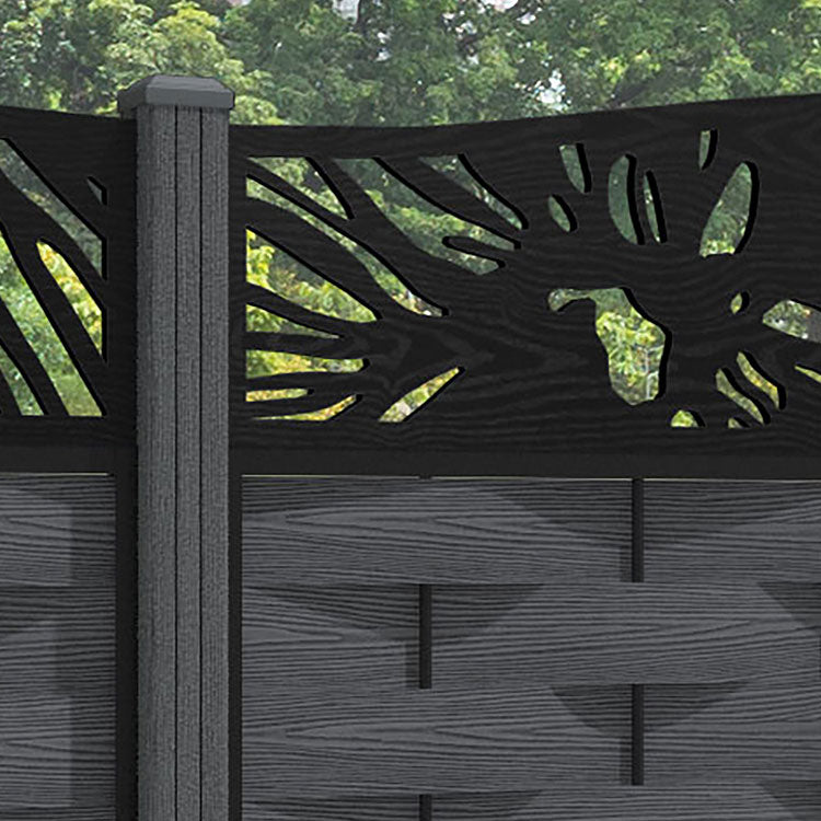 Ripple Poppy Curved Top Fence Panel - Dark Grey - with our composite posts