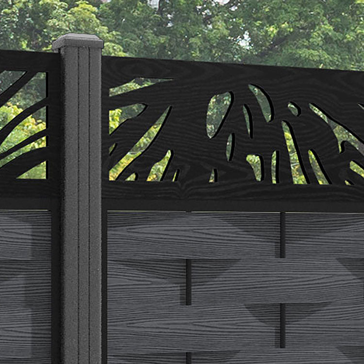 Ripple Poppy Fence Panel - Dark Grey - with our aluminium posts