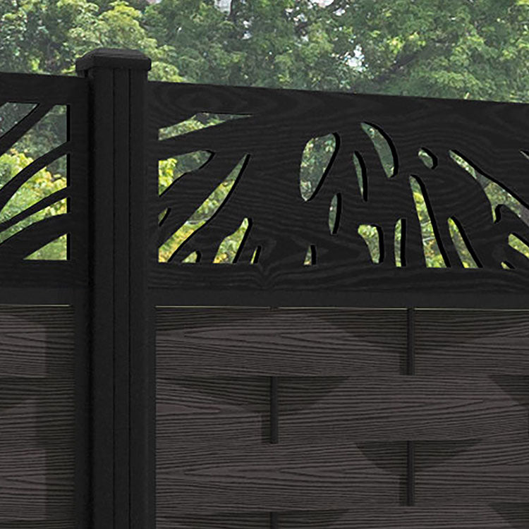 Ripple Poppy Fence Panel - Dark Oak - with our aluminium posts