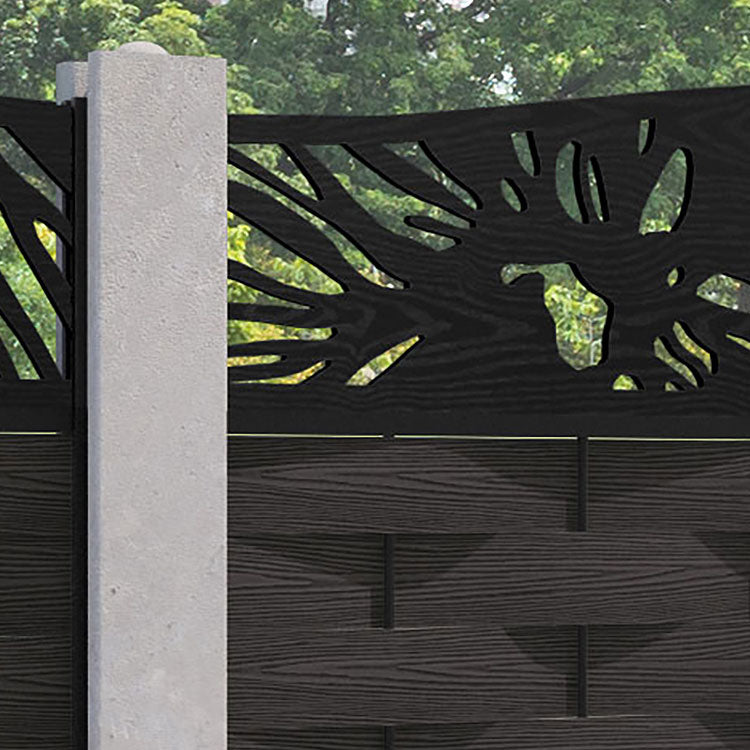 Ripple Poppy Curved Top Fence Panel - Dark Oak - for existing concrete posts