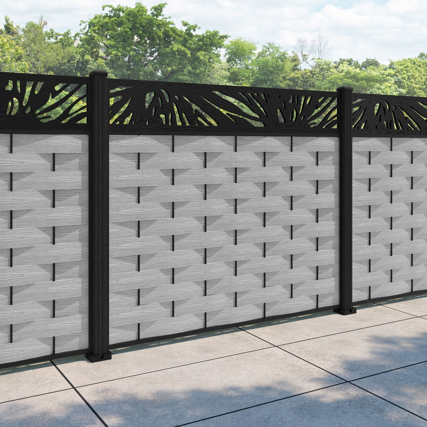 Ripple Poppy Fence Panel - Light Grey - with our composite posts