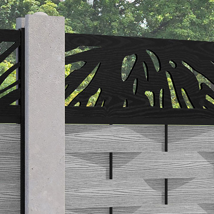 Ripple Poppy Fence Panel - Light Grey - for existing concrete posts