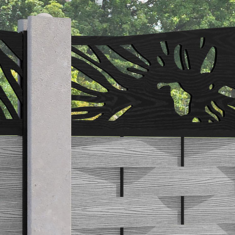 Ripple Poppy Curved Top Fence Panel - Light Grey - for existing concrete posts