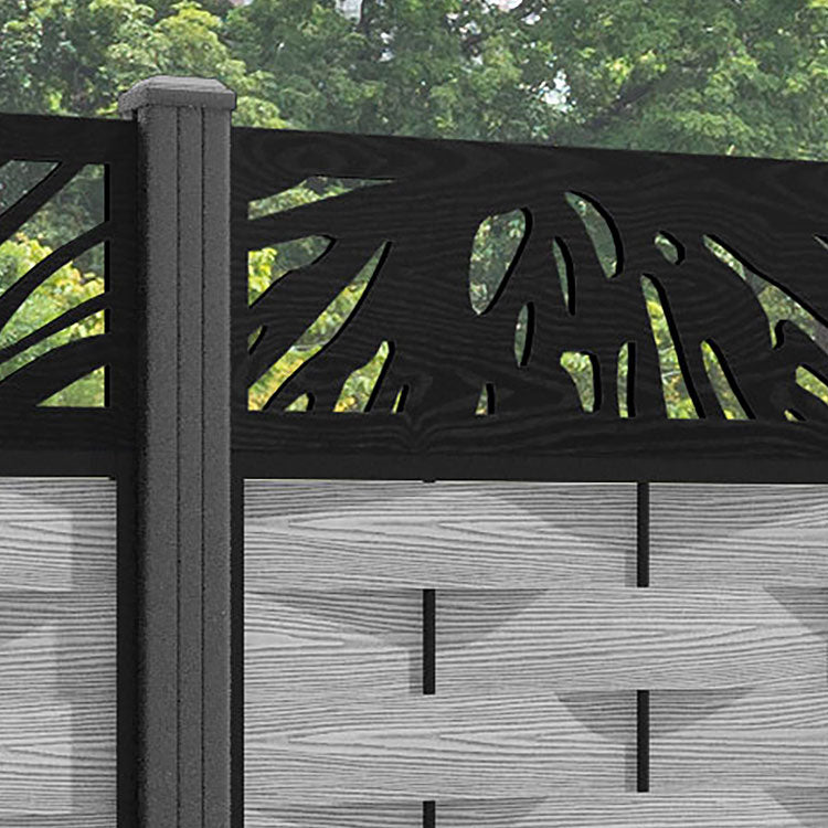 Ripple Poppy Fence Panel - Light Grey - with our aluminium posts