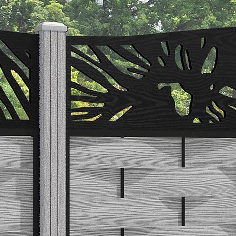 Ripple Poppy Curved Top Fence Panel - Light Grey - with our composite posts