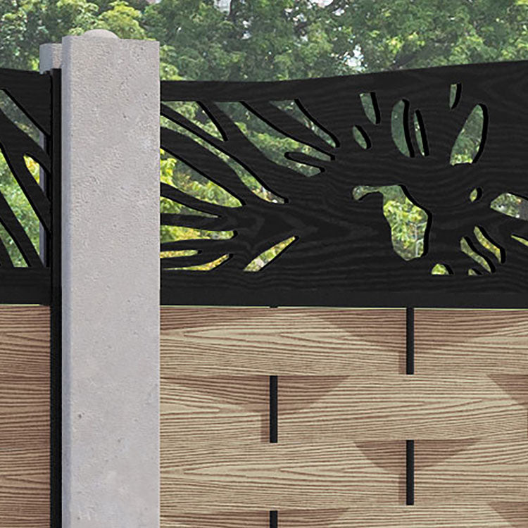 Ripple Poppy Curved Top Fence Panel - Light Oak - for existing concrete posts