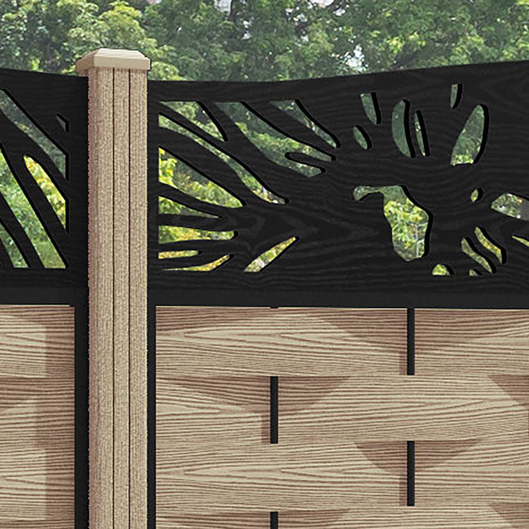 Ripple Poppy Curved Top Fence Panel - Light Oak - with our composite posts