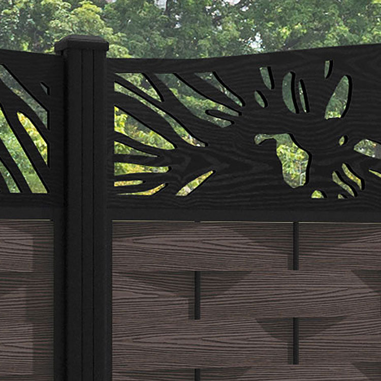 Ripple Poppy Curved Top Fence Panel - Mid Brown - with our aluminium posts