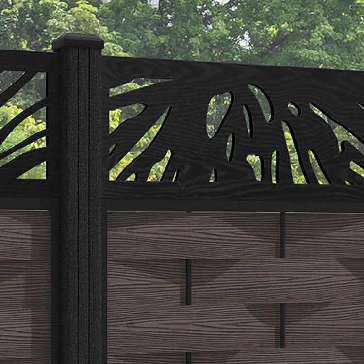 Ripple Poppy Fence Panel - Mid Brown - with our composite posts
