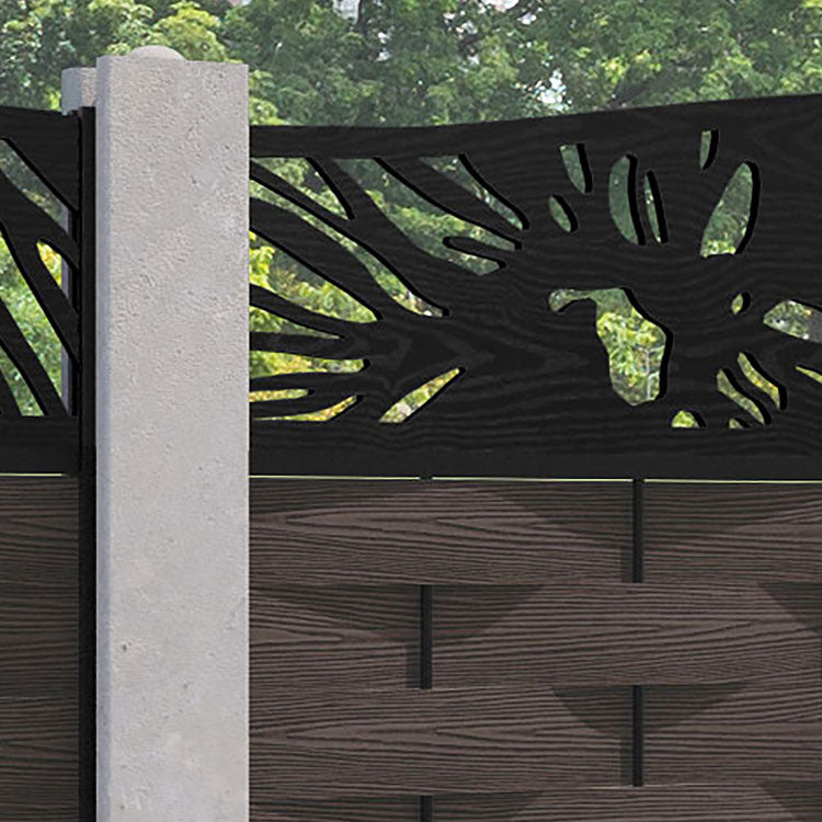 Ripple Poppy Curved Top Fence Panel - Mid Brown - for existing concrete posts