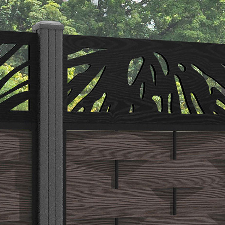Ripple Poppy Fence Panel - Mid Brown - with our aluminium posts