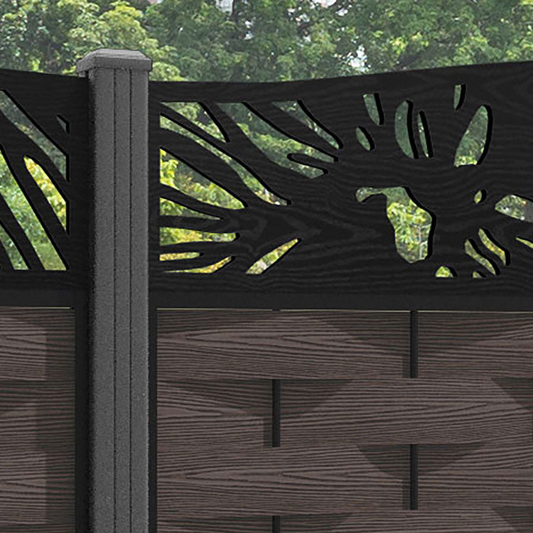 Ripple Poppy Curved Top Fence Panel - Mid Brown - with our aluminium posts