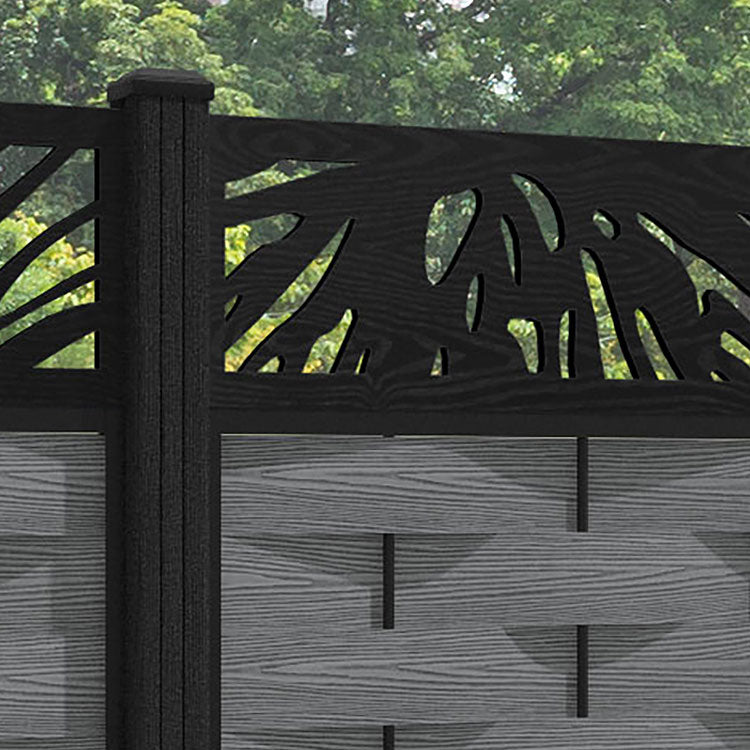 Ripple Poppy Fence Panel - Mid Grey - with our composite posts