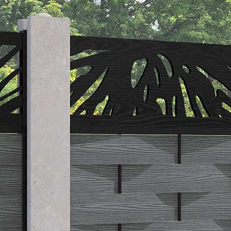 Ripple Poppy Fence Panel - Mid Grey - for existing concrete posts