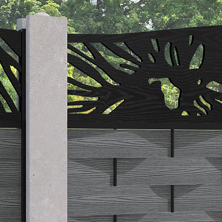 Ripple Poppy Curved Top Fence Panel - Mid Grey - for existing concrete posts