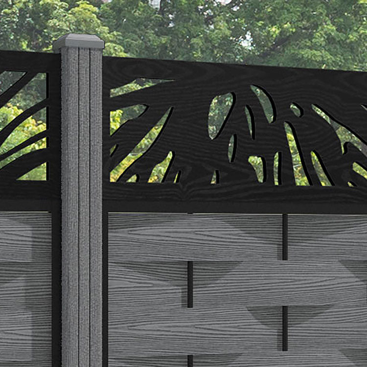 Ripple Poppy Fence Panel - Mid Grey - with our composite posts