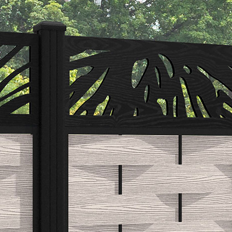 Ripple Poppy Fence Panel - Mid Stone - with our aluminium posts