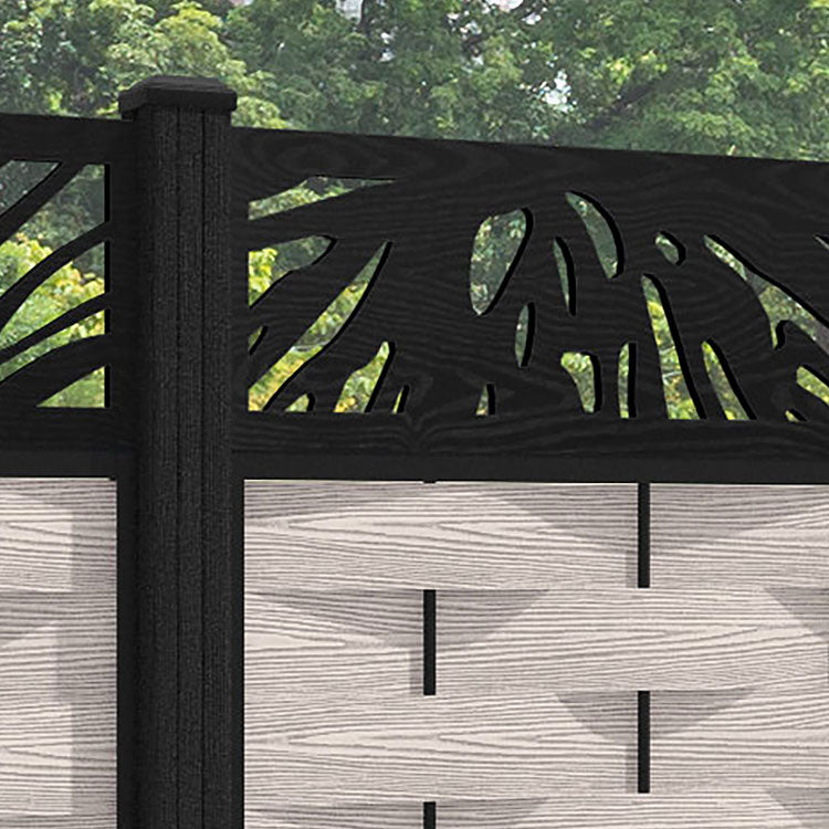 Ripple Poppy Fence Panel - Mid Stone - with our composite posts