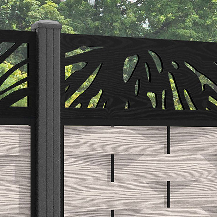 Ripple Poppy Fence Panel - Mid Stone - with our aluminium posts