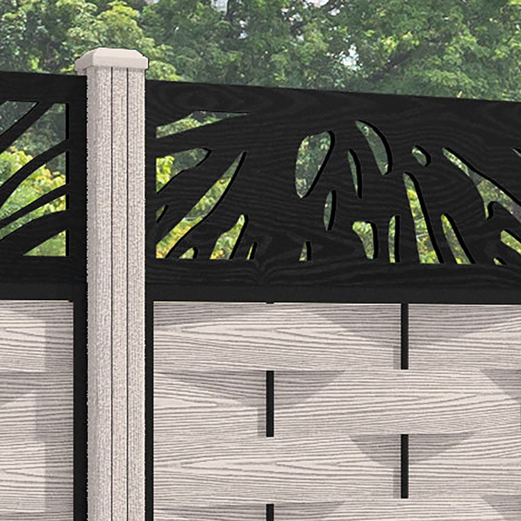 Ripple Poppy Fence Panel - Mid Stone - with our composite posts