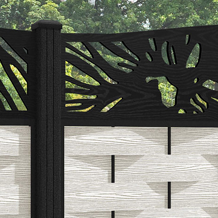 Ripple Poppy Curved Top Fence Panel - Light Stone - with our composite posts