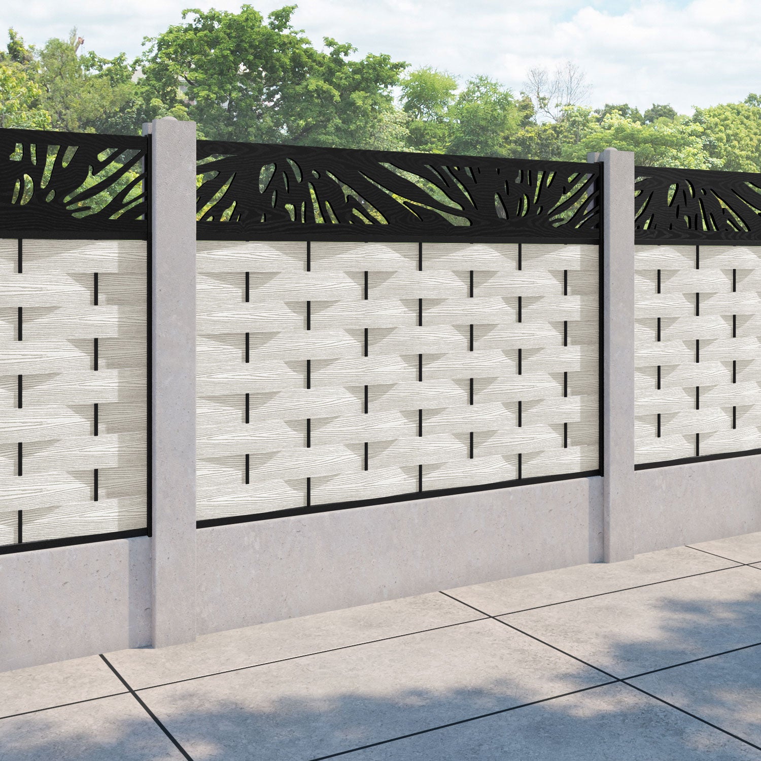 Ripple Poppy Fence Panel - Light Stone - for existing concrete posts