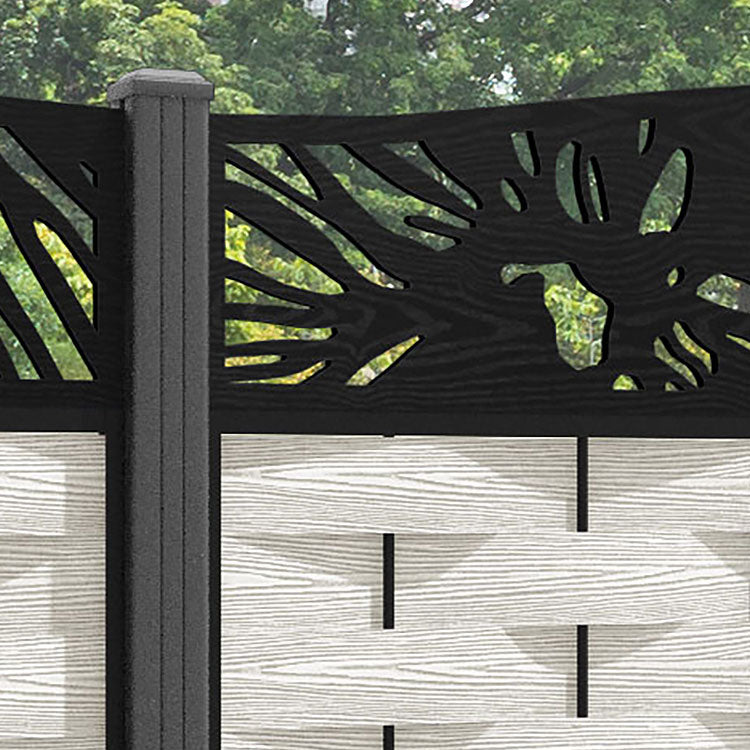 Ripple Poppy Curved Top Fence Panel - Light Stone - with our aluminium posts