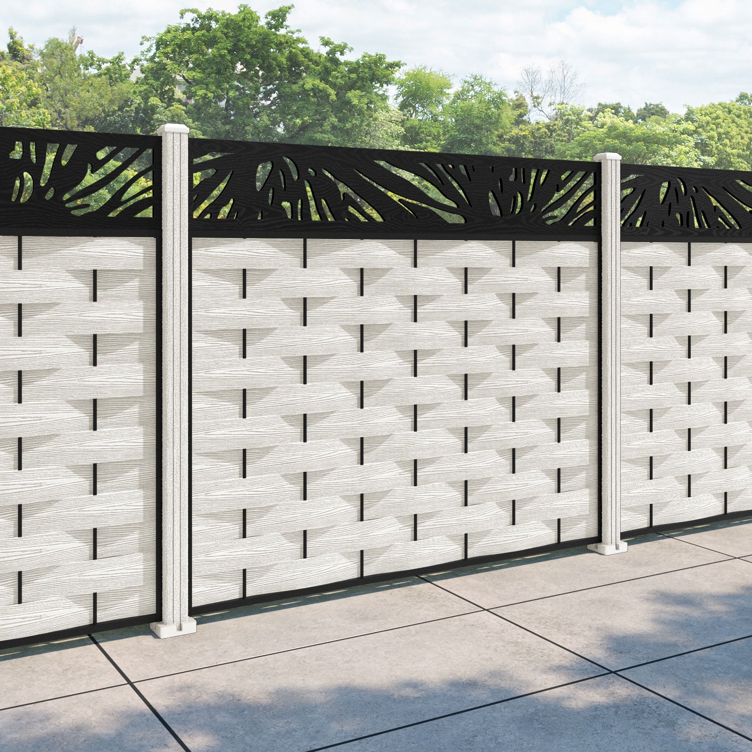 Ripple Poppy Fence Panel - Light Stone - with our composite posts