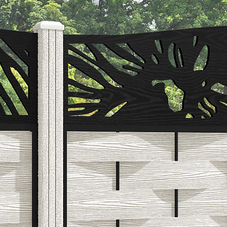 Ripple Poppy Curved Top Fence Panel - Light Stone - with our composite posts