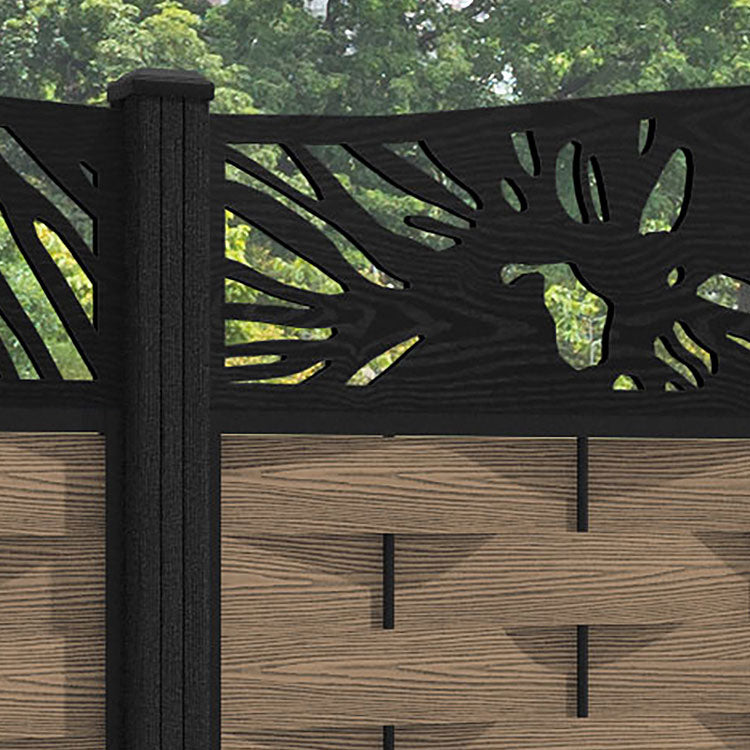 Ripple Poppy Curved Top Fence Panel - Teak - with our composite posts
