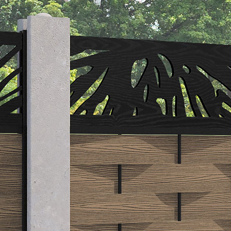 Ripple Poppy Fence Panel - Teak - for existing concrete posts