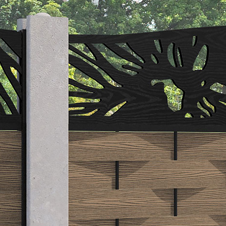 Ripple Poppy Curved Top Fence Panel - Teak - for existing concrete posts