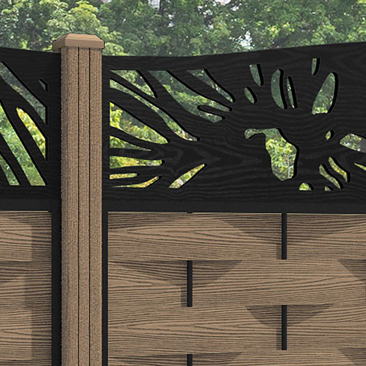 Ripple Poppy Curved Top Fence Panel - Teak - with our composite posts