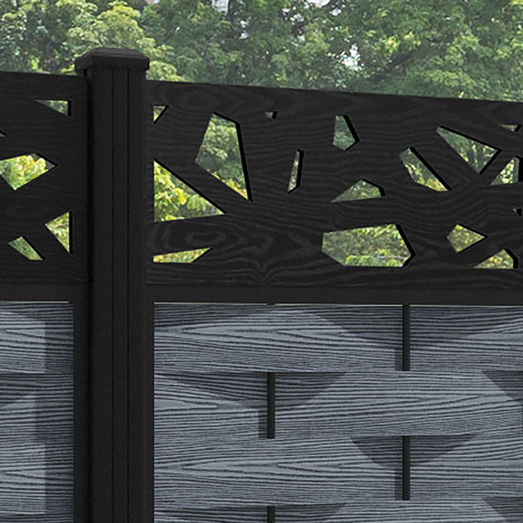 Ripple Prism Fence Panel - Anthracite - with our aluminium posts
