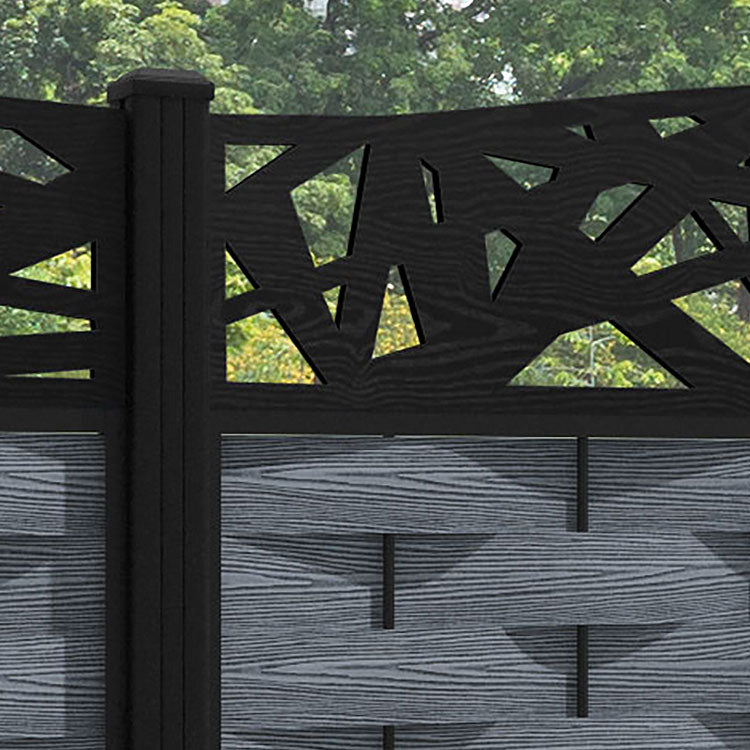 Ripple Prism Curved Top Fence Panel - Anthracite - with our aluminium posts