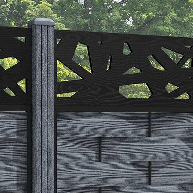 Ripple Prism Fence Panel - Anthracite - with our composite posts