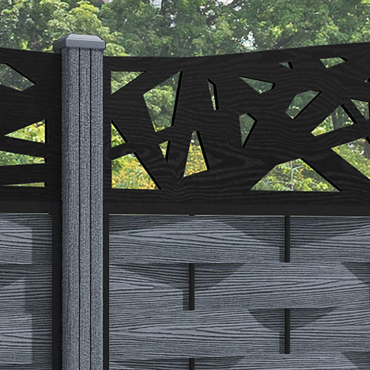 Ripple Prism Curved Top Fence Panel - Anthracite - with our composite posts