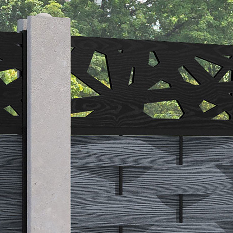 Ripple Prism Fence Panel - Anthracite - for existing concrete posts