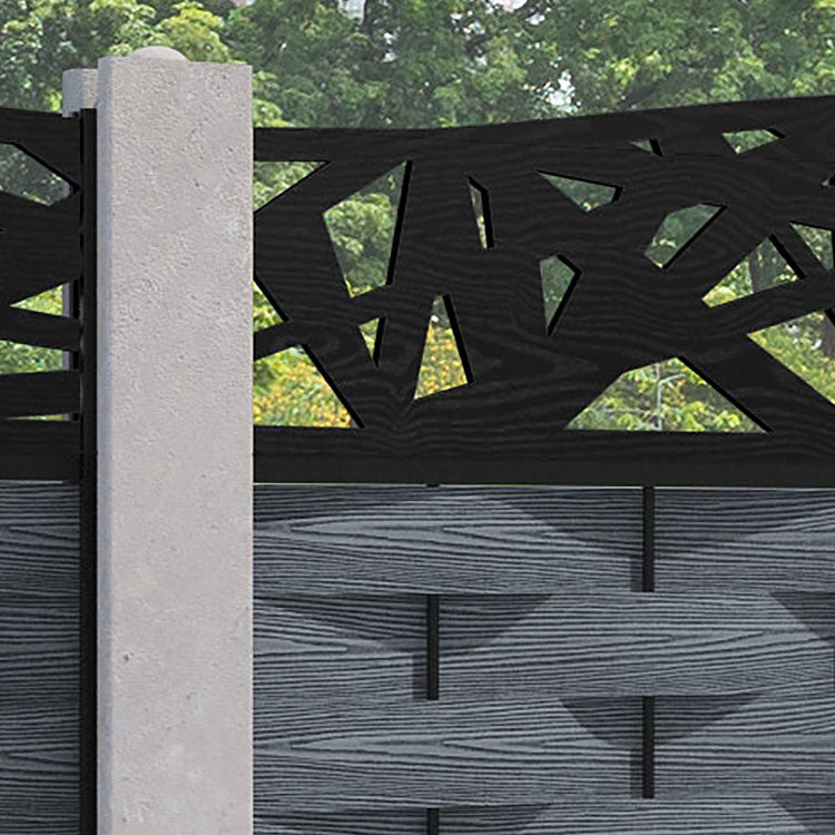 Ripple Prism Curved Top Fence Panel - Anthracite - for existing concrete posts