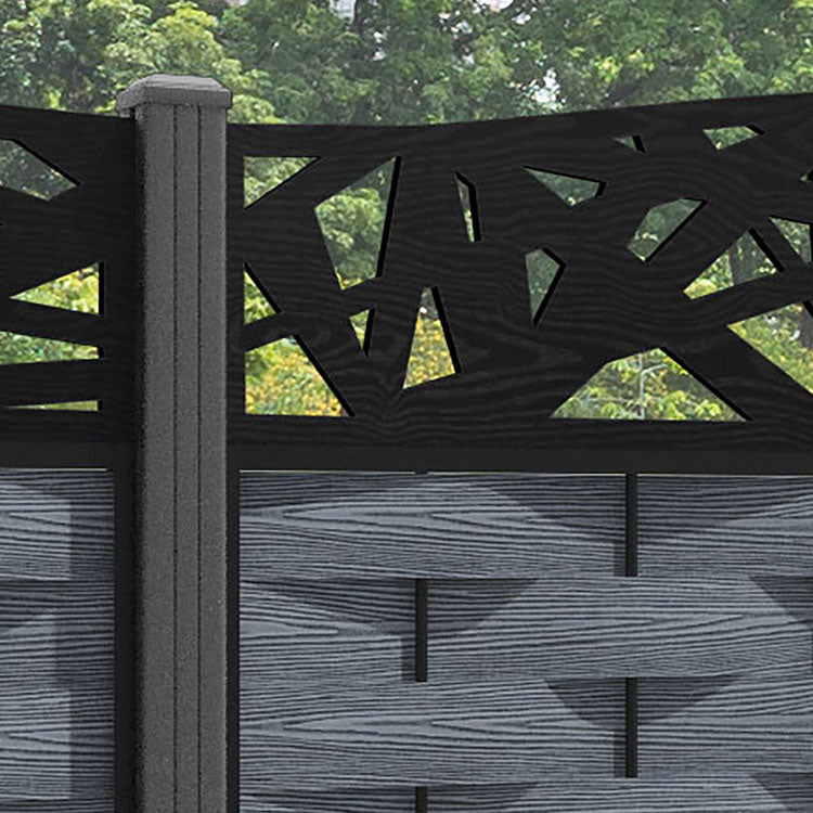 Ripple Prism Curved Top Fence Panel - Anthracite - with our aluminium posts